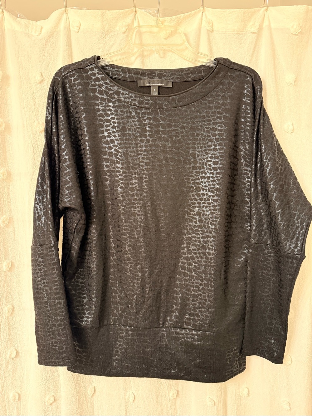 White House Black Market Black Textured Animal-Print Pullover